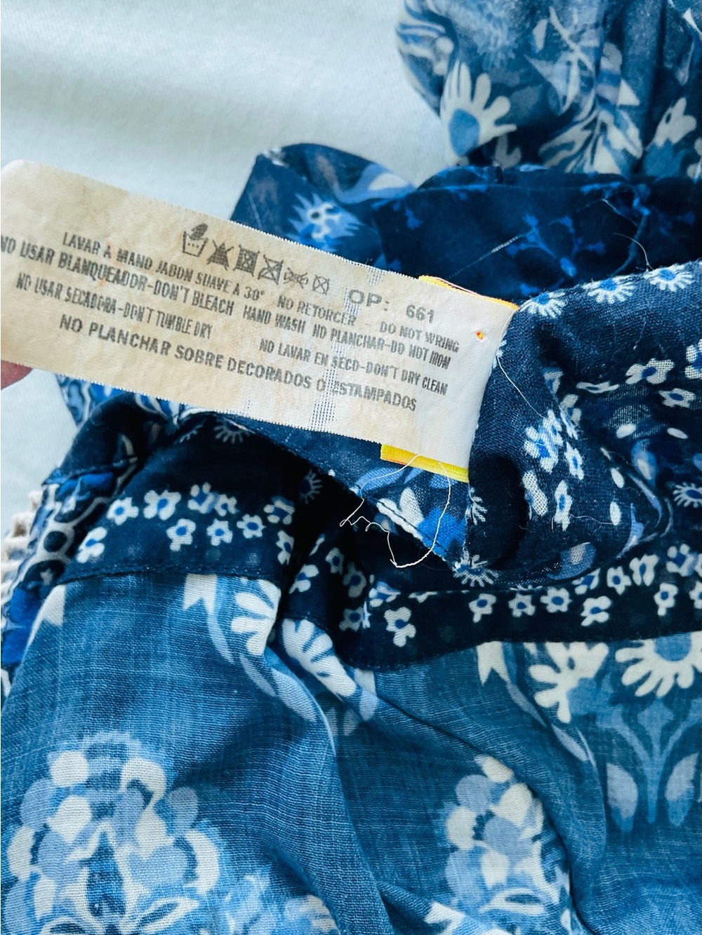 Agua Bendita Blue Floral Kimono Swim Cover Up One Size Resort Beach - Picture 9 of 10